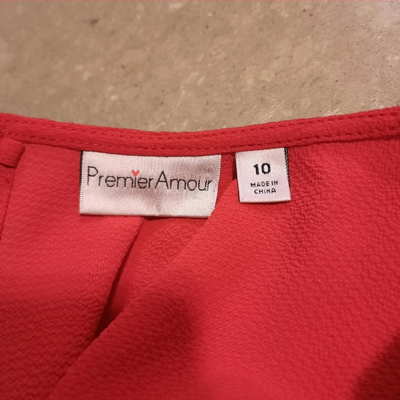 Premier Amour Faux Wrap Romper Shorts Jumpsuit Red Womens Size 10 - Picture 7 of 14